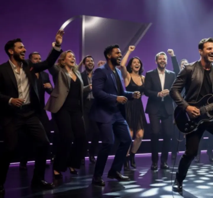 Élő koncert látványos színpaddal és közönséggel